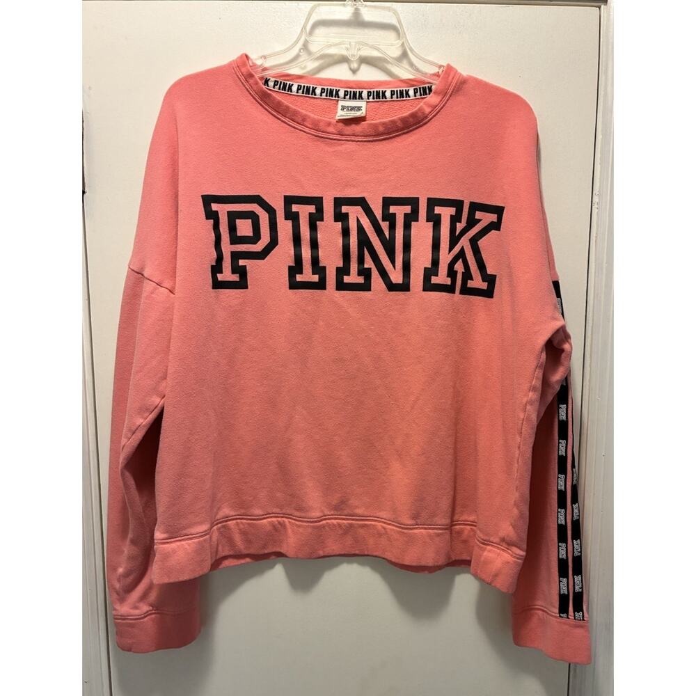 Victoria’s Secret Pink Lightweight Pink Logo Sweatshirt Size L